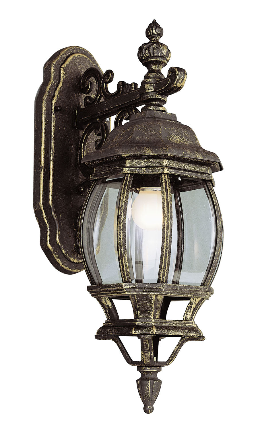 Francisco One Light Wall Lantern in Black Gold - available from The Lighting Shoppe, trusted by Canadian homeowners