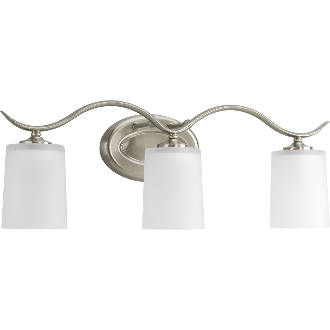 Inspire Three Light Bath Bracket in Brushed Nickel - available from The Lighting Shoppe, trusted by Canadian homeowners