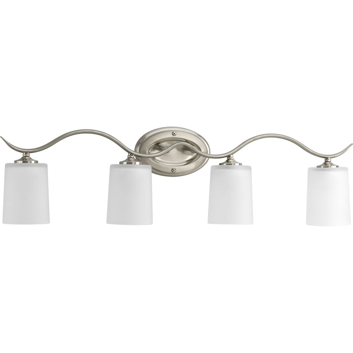 Inspire Four Light Bath in Brushed Nickel - available from The Lighting Shoppe, trusted by Canadian homeowners