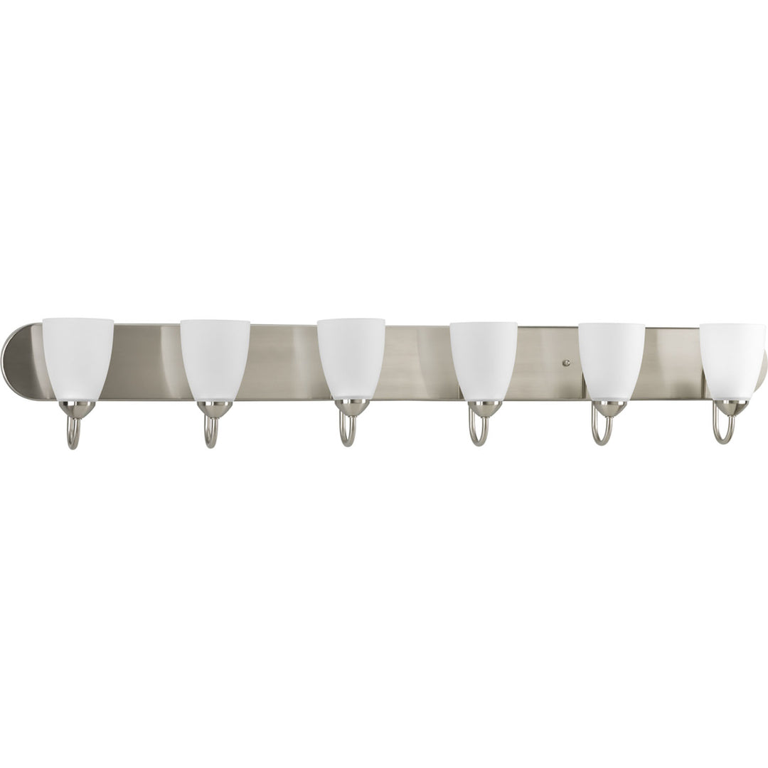 Gather Six Light Bath in Brushed Nickel - available from The Lighting Shoppe, trusted by Canadian homeowners