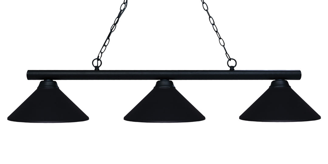 Sharp Shooter Three Light Billiard in Matte Black - available from The Lighting Shoppe, trusted by Canadian homeowners