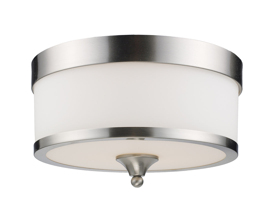 Cosmopolitan Three Light Flush Mount in Brushed Nickel - available from The Lighting Shoppe, trusted by Canadian homeowners