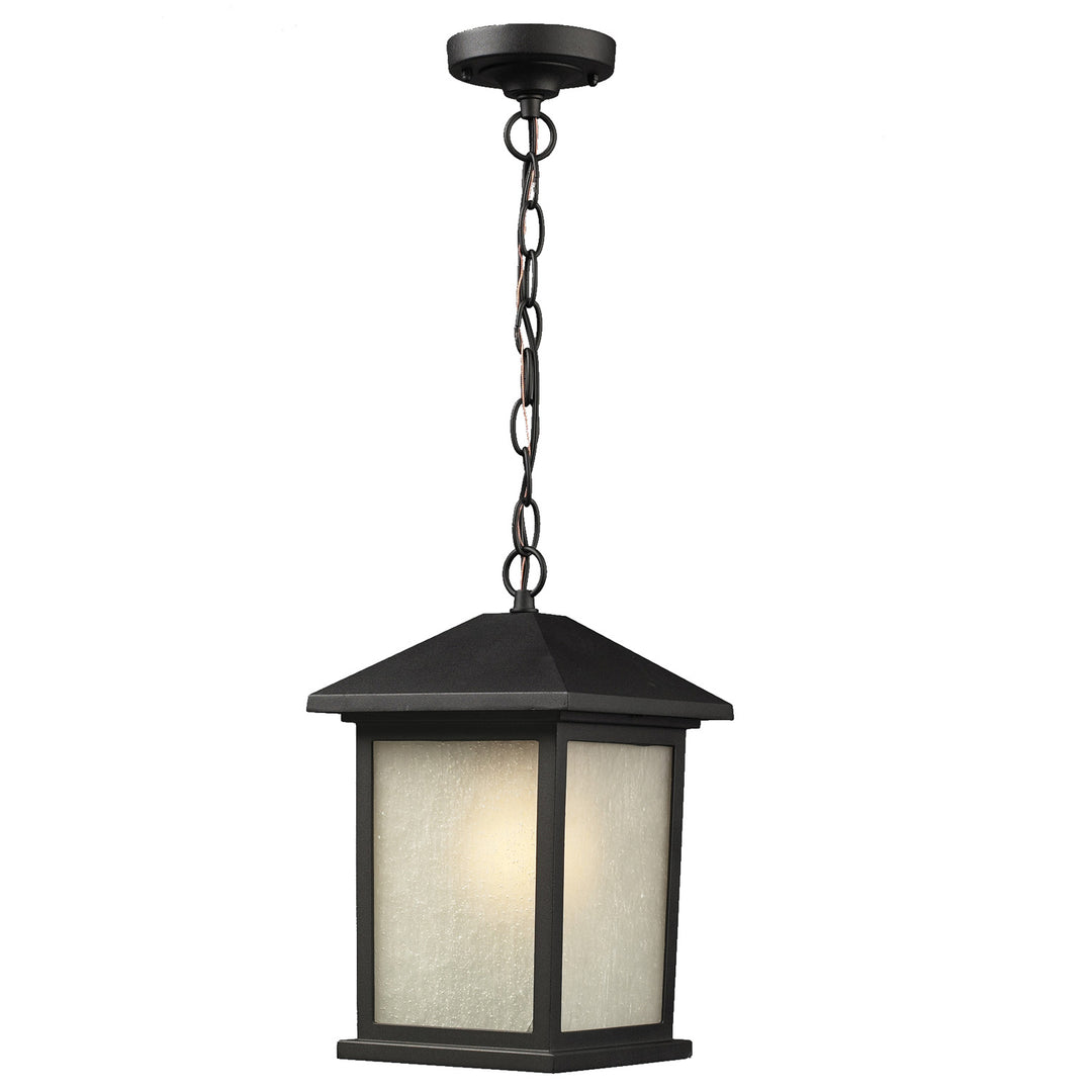Holbrook One Light Outdoor Chain Mount Ceiling Fixture in Black - available from The Lighting Shoppe, trusted by Canadian homeowners
