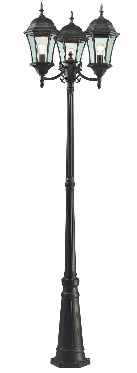 Wakefield Three Light Outdoor Post Mounted Fixture in Black - available from The Lighting Shoppe, trusted by Canadian homeowners
