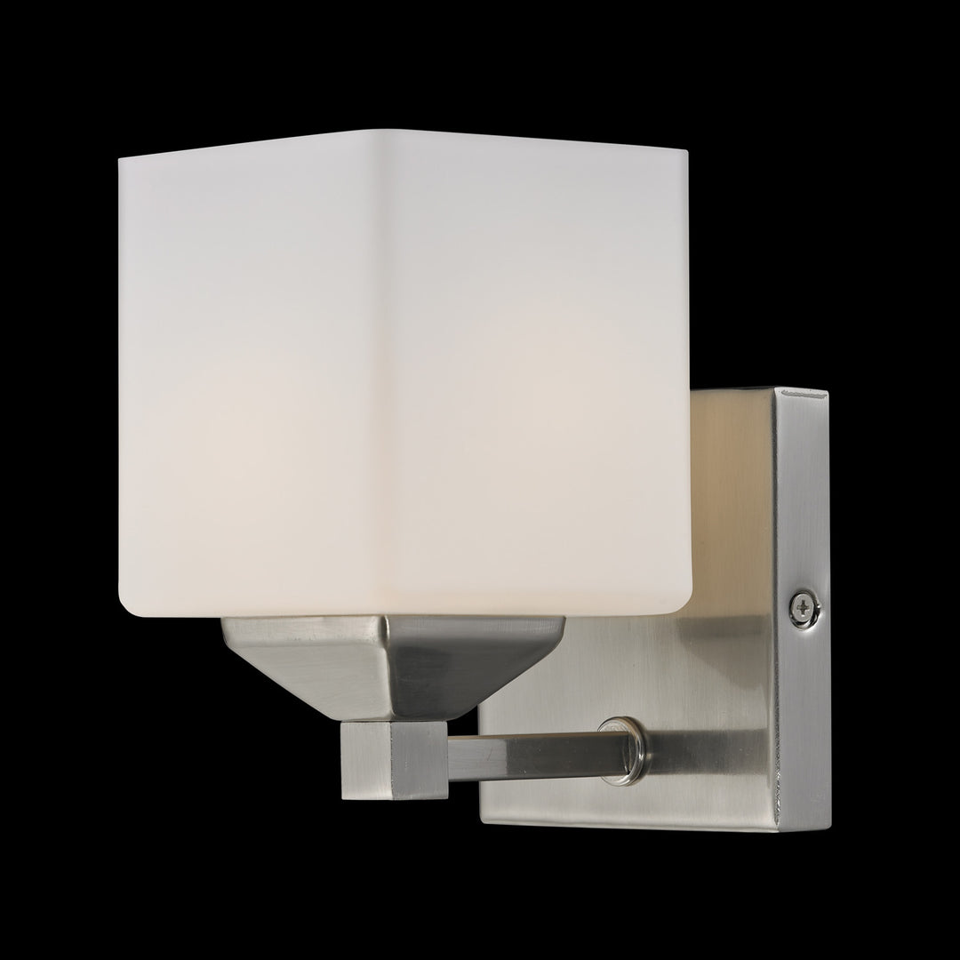 Quube One Light Wall Sconce in Brushed Nickel - available from The Lighting Shoppe, trusted by Canadian homeowners
