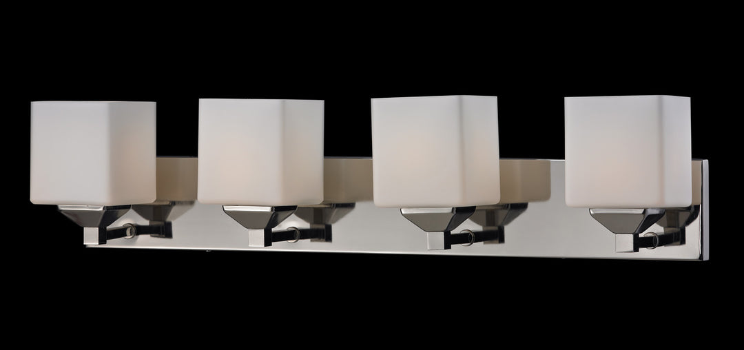 Quube Four Light Vanity in Chrome - available from The Lighting Shoppe, trusted by Canadian homeowners