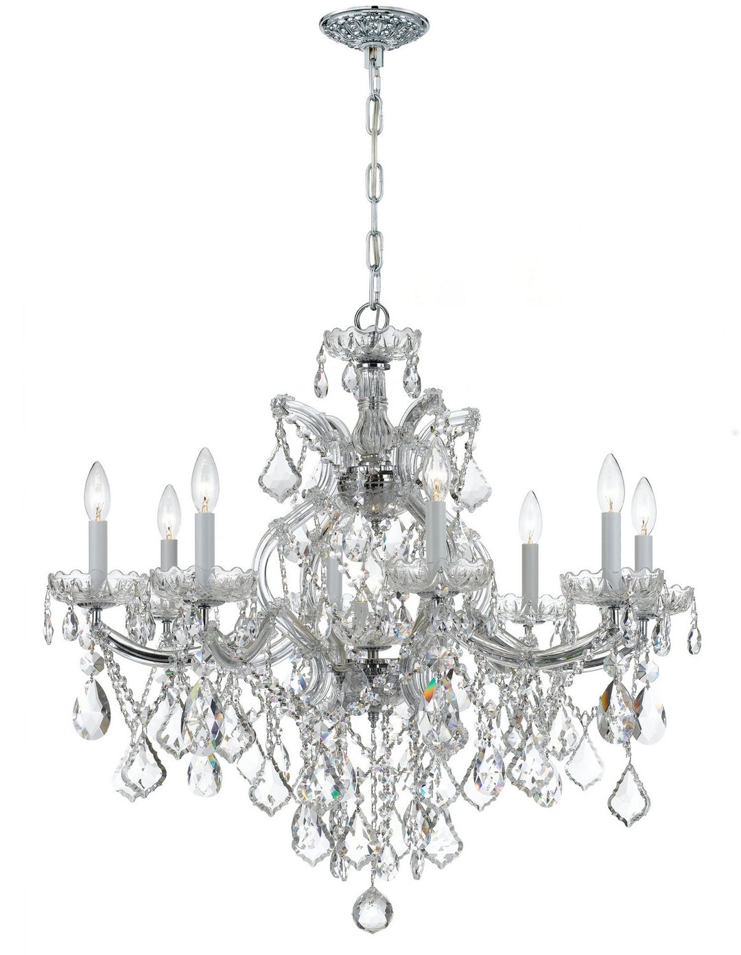 Maria Theresa Nine Light Chandelier in Polished Chrome - available from The Lighting Shoppe, trusted by Canadian homeowners