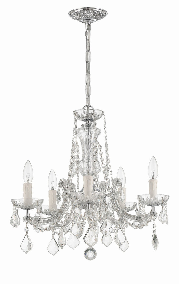 Crystorama - 4476-CH-CL-MWP - Five Light Mini Chandelier - Maria Theresa - Polished Chrome