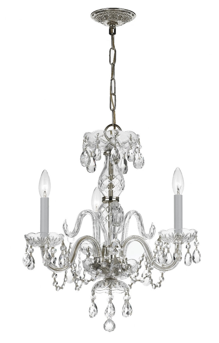 Traditional Crystal Three Light Mini Chandelier in Polished Chrome - available from The Lighting Shoppe, trusted by Canadian homeowners