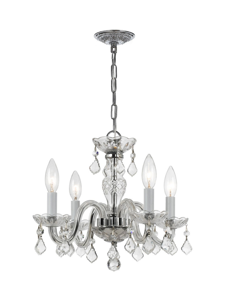 Traditional Crystal Four Light Mini Chandelier in Polished Chrome - available from The Lighting Shoppe, trusted by Canadian homeowners