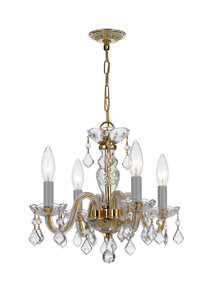 Traditional Crystal Four Light Mini Chandelier in Polished Brass - available from The Lighting Shoppe, trusted by Canadian homeowners