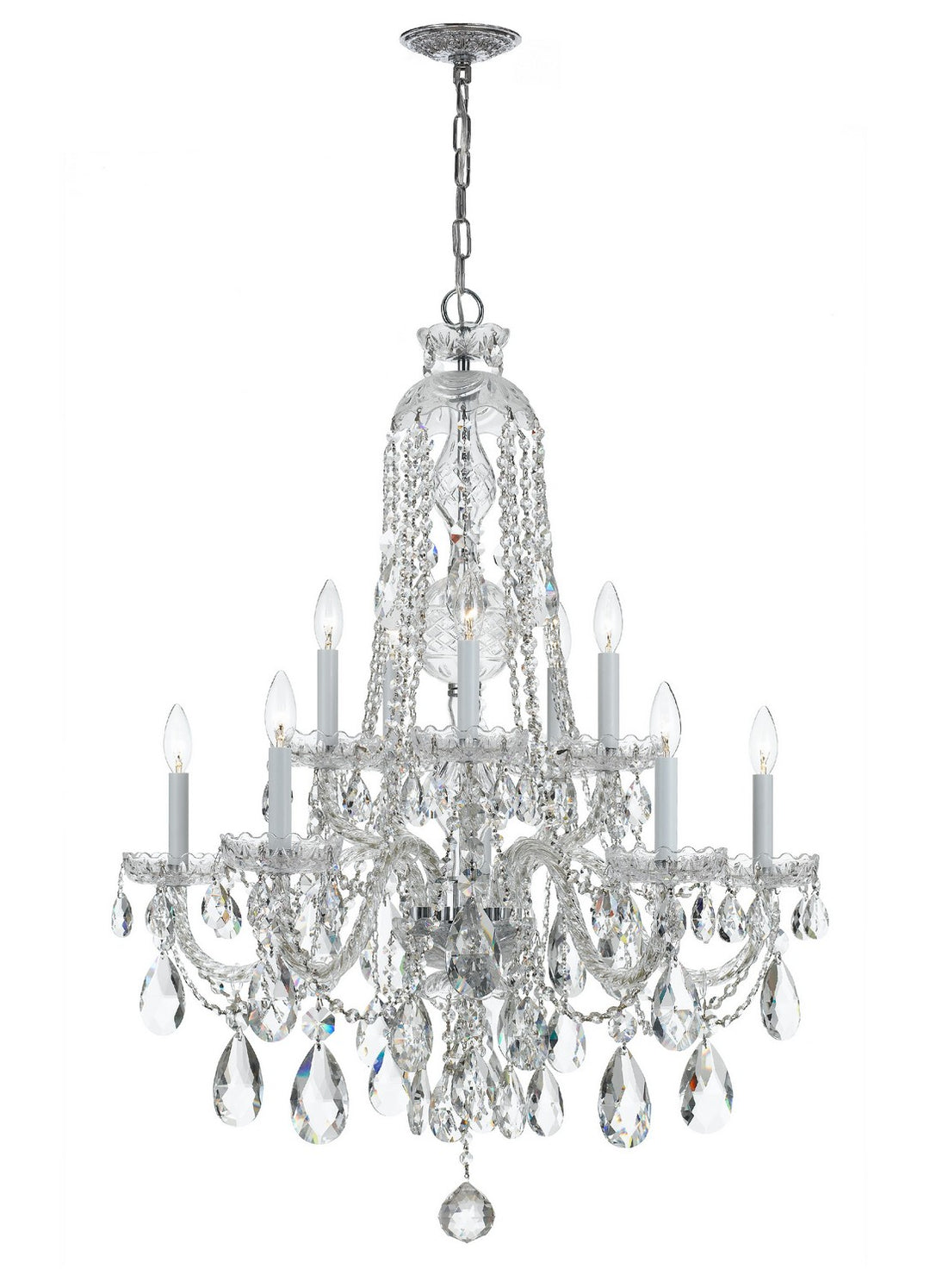 Traditional Crystal Ten Light Chandelier in Polished Chrome - available from The Lighting Shoppe, trusted by Canadian homeowners