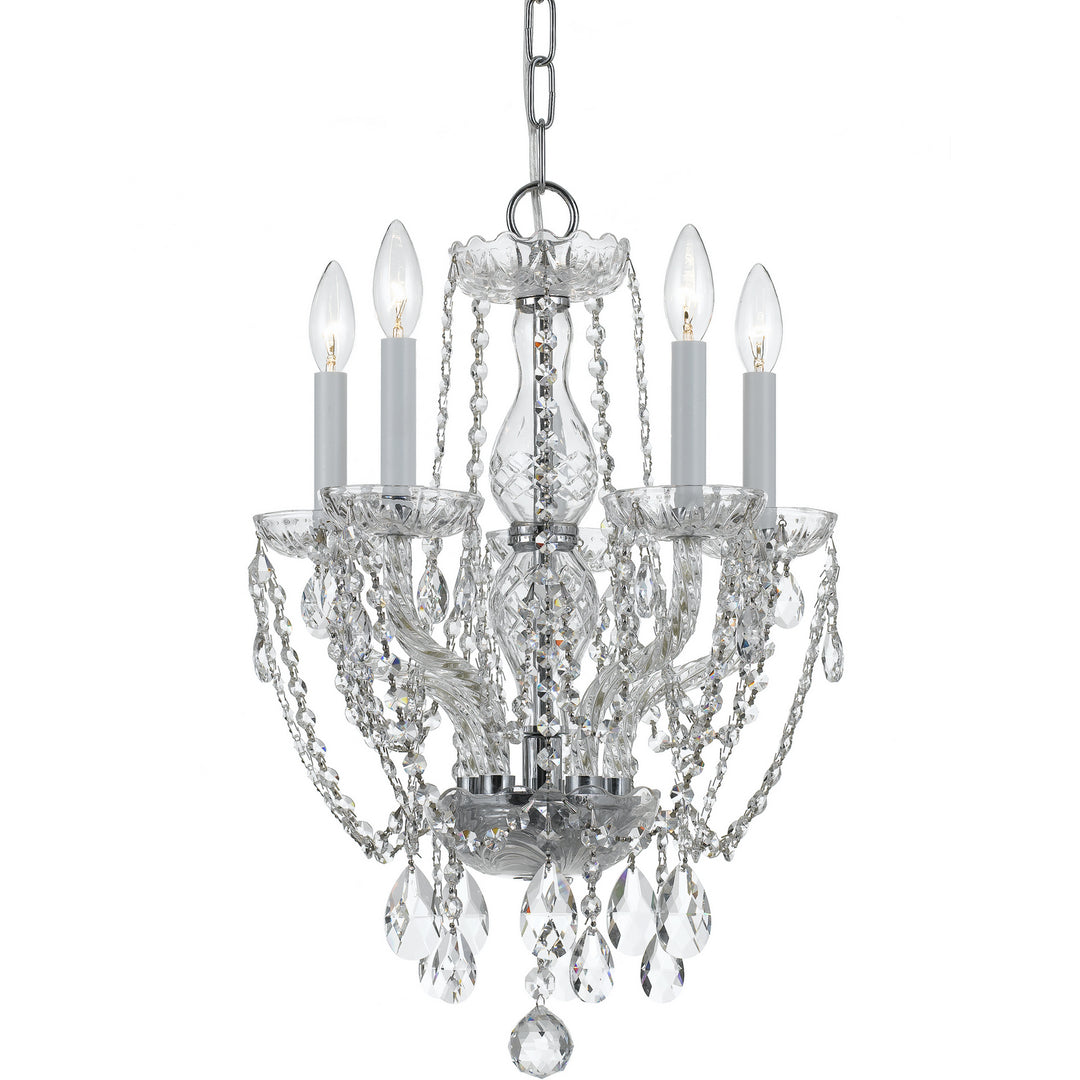 Traditional Crystal Five Light Mini Chandelier in Polished Chrome - available from The Lighting Shoppe, trusted by Canadian homeowners