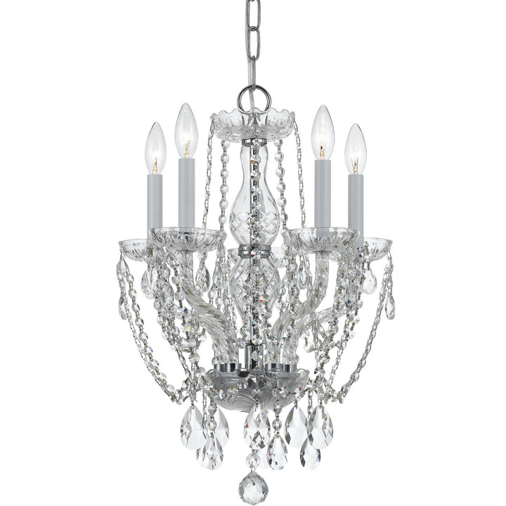 Traditional Crystal Five Light Mini Chandelier in Polished Chrome - available from The Lighting Shoppe, trusted by Canadian homeowners