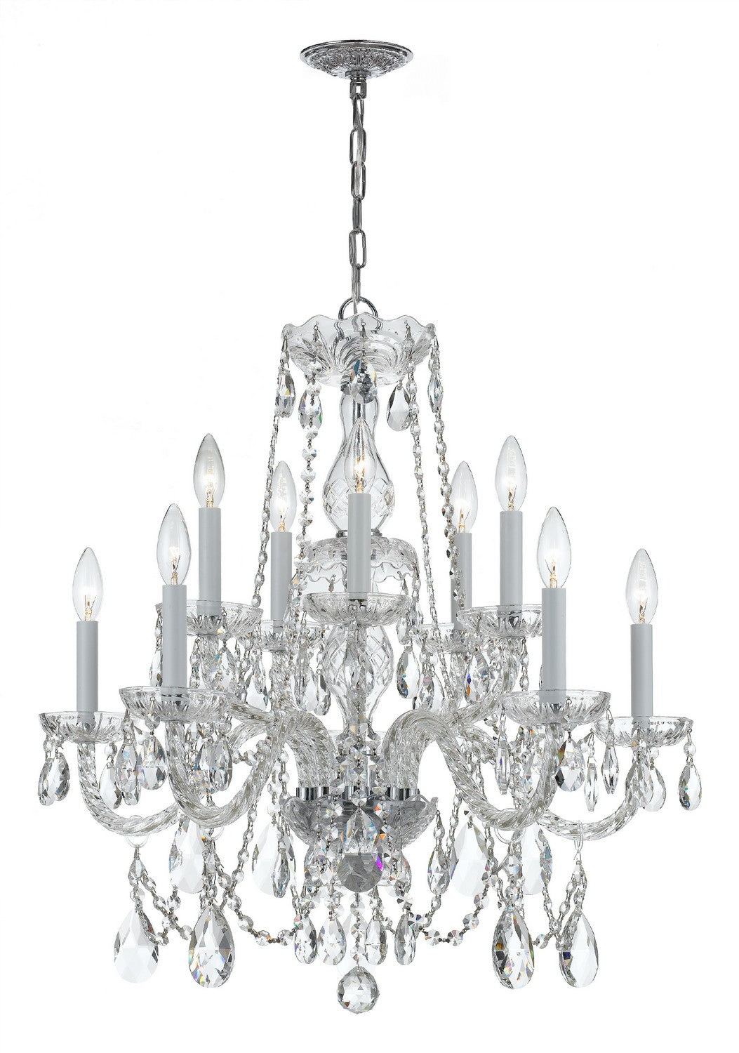 Traditional Crystal Ten Light Chandelier in Polished Chrome - available from The Lighting Shoppe, trusted by Canadian homeowners