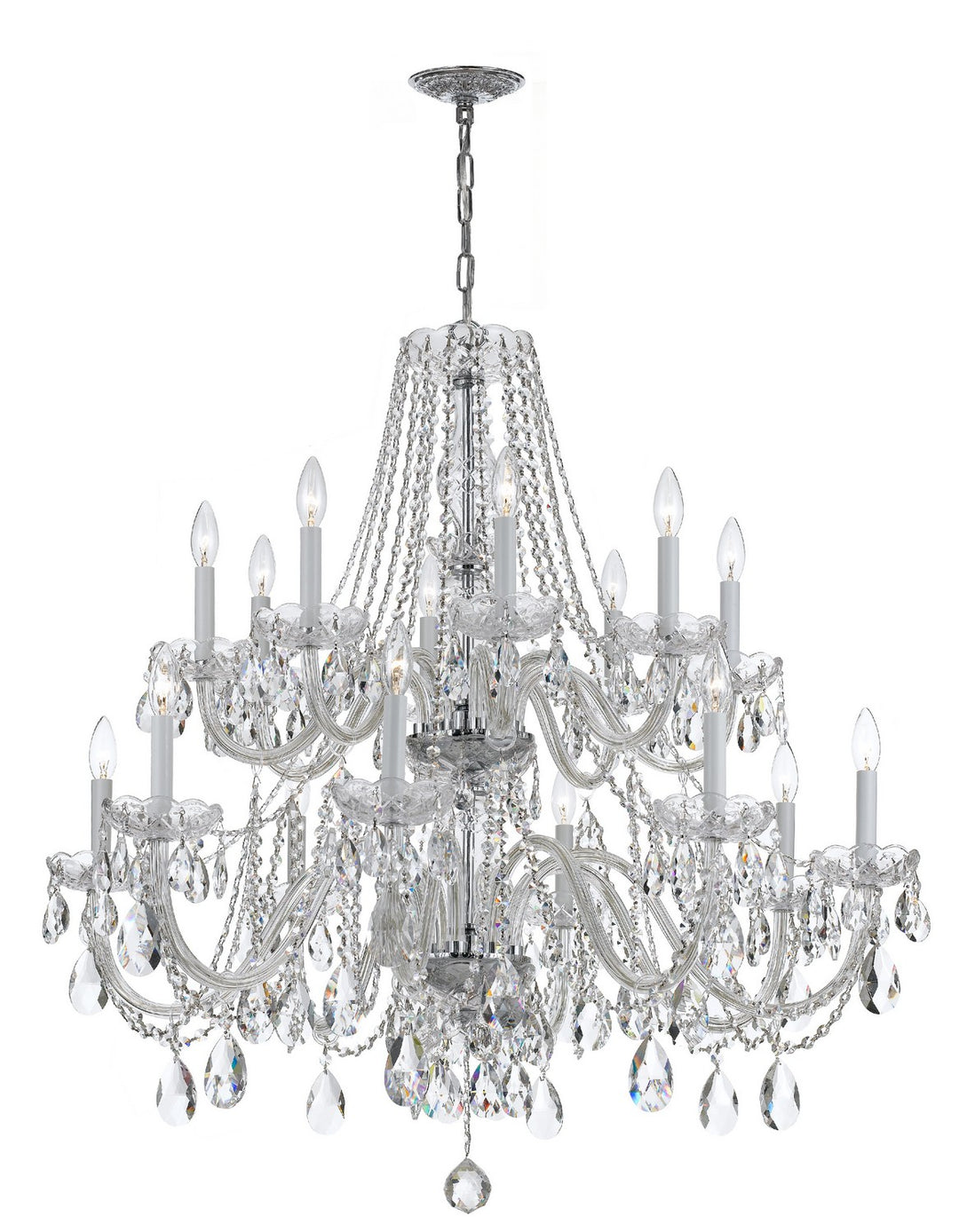 Traditional Crystal 16 Light Chandelier in Polished Chrome - available from The Lighting Shoppe, trusted by Canadian homeowners