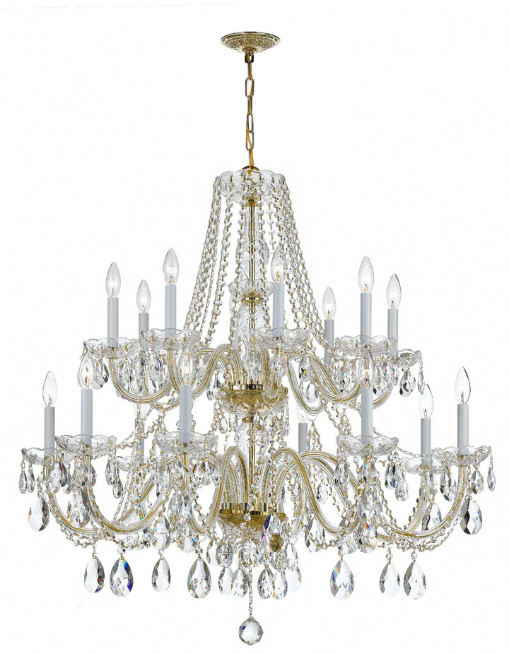 Traditional Crystal 16 Light Chandelier in Polished Brass - available from The Lighting Shoppe, trusted by Canadian homeowners