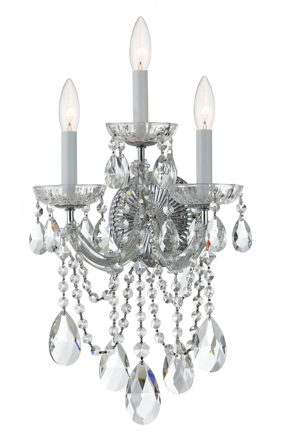 Maria Theresa Three Light Wall Sconce in Polished Chrome - available from The Lighting Shoppe, trusted by Canadian homeowners
