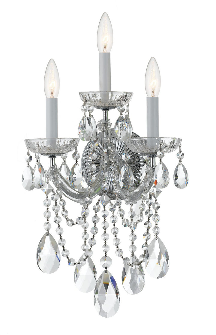 Maria Theresa Three Light Wall Sconce in Polished Chrome - available from The Lighting Shoppe, trusted by Canadian homeowners