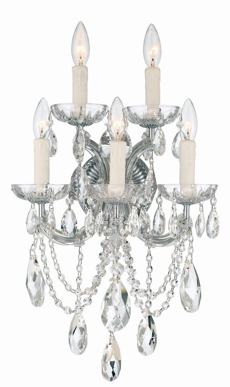 Maria Theresa Five Light Wall Sconce in Polished Chrome - available from The Lighting Shoppe, trusted by Canadian homeowners