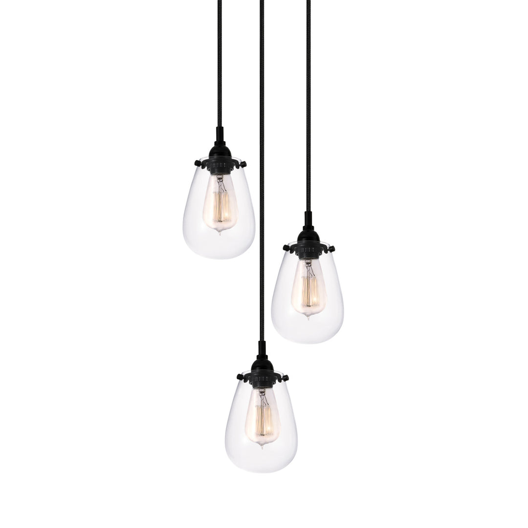 Chelsea Three Light Pendant in Satin Black - available from The Lighting Shoppe, trusted by Canadian homeowners