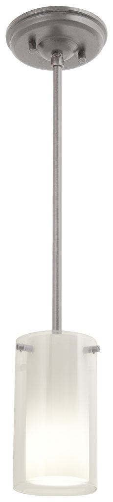 Essex One Light Mini-Pendant in Buffed Nickel w/Half Opal Glass - available from The Lighting Shoppe, trusted by Canadian homeowners