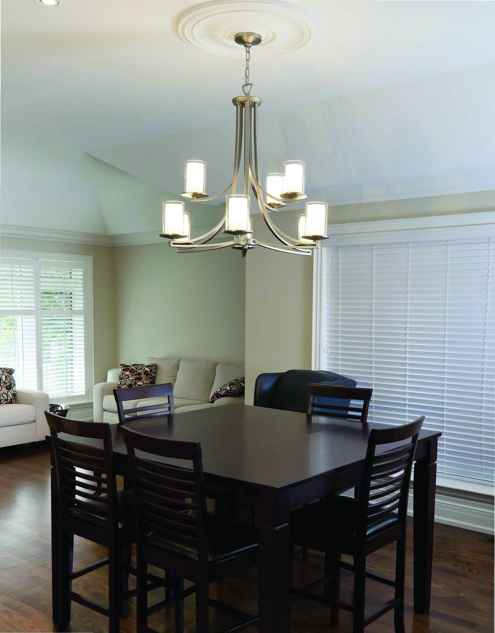 DVI Canada - DVP9025BN-OP - Five Light Chandelier - Essex - Buffed Nickel w/Half Opal Glass