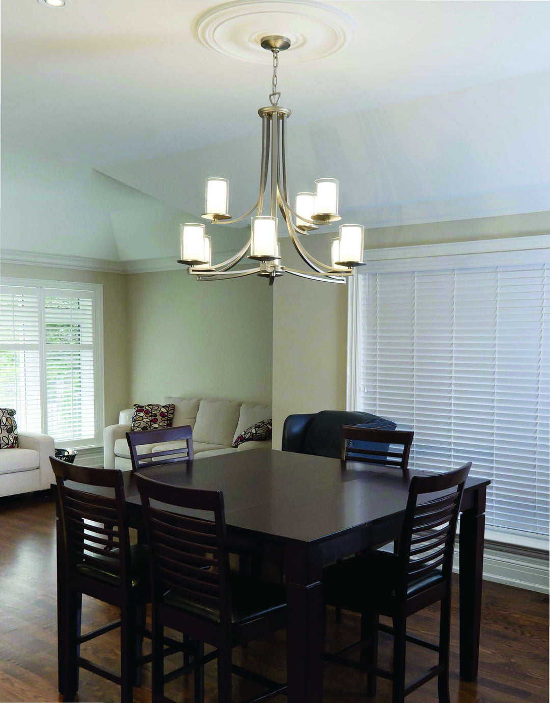 DVI Canada - DVP9025BN-OP - Five Light Chandelier - Essex - Buffed Nickel w/Half Opal Glass