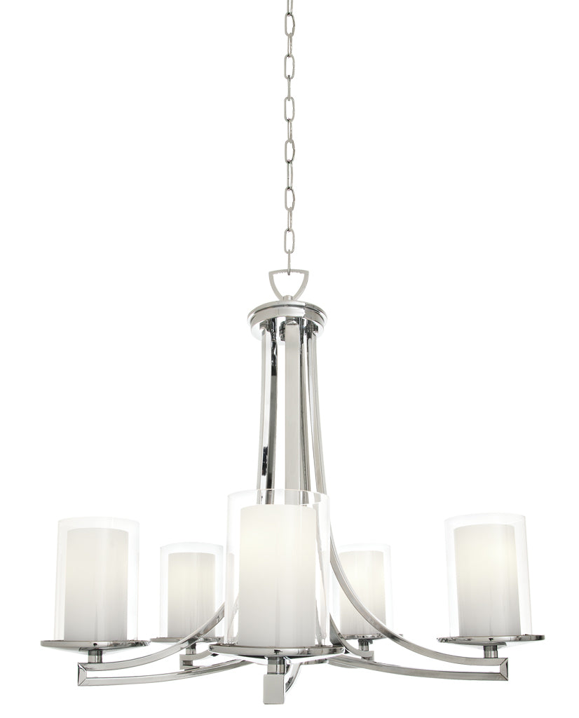 DVI Canada - DVP9025CH-OP - Five Light Chandelier - Essex - Chrome w/Half Opal Glass
