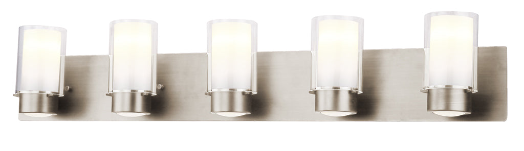 Essex Five Light Vanity in Buffed Nickel w/Half Opal Glass - available from The Lighting Shoppe, trusted by Canadian homeowners