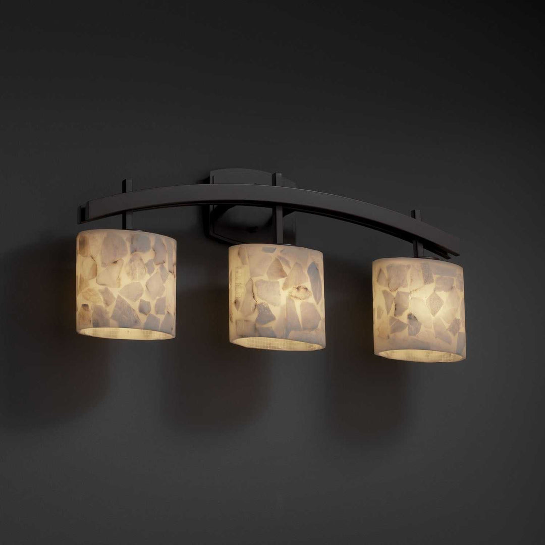 Alabaster Rocks Three Light Bath Bar in Dark Bronze Justice Designs