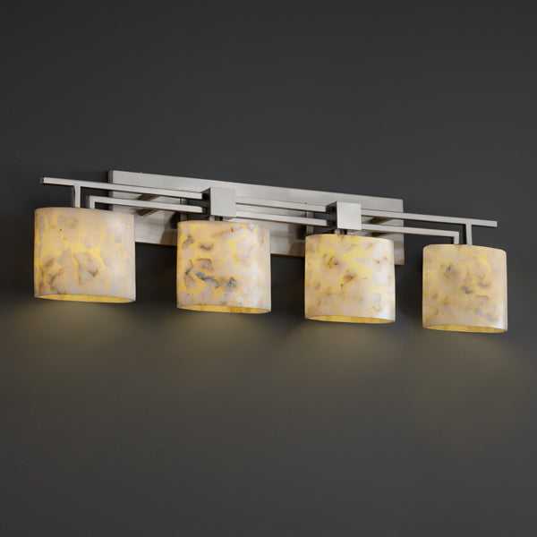 Alabaster Rocks Four Light Bath Bar in Brushed Nickel Justice Designs