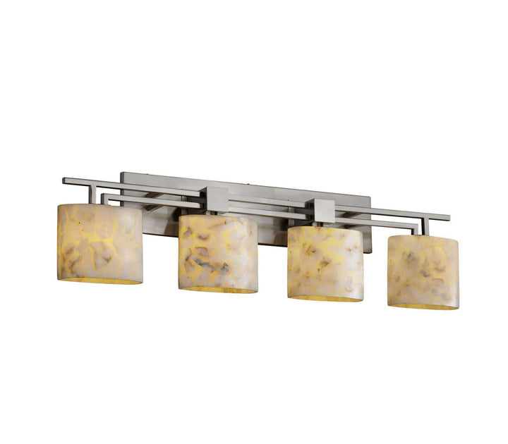 Alabaster Rocks Four Light Bath Bar in Brushed Nickel Justice Designs