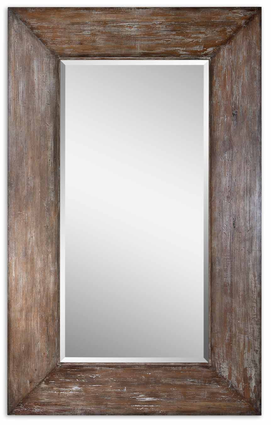 Langford Mirror in Antiqued Hickory Undertones w/Light Gray - available from The Lighting Shoppe, trusted by Canadian homeowners