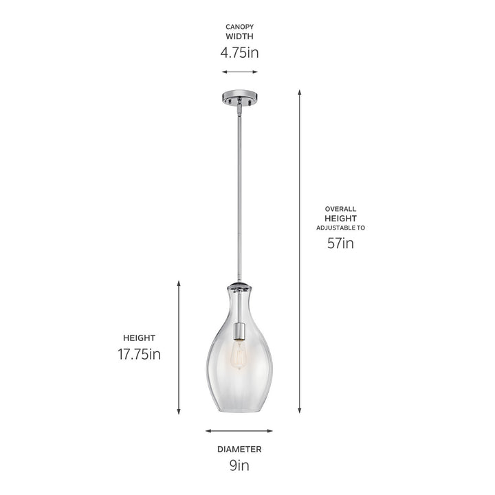 Kichler Canada - 42047CH - One Light Pendant - Everly - Chrome