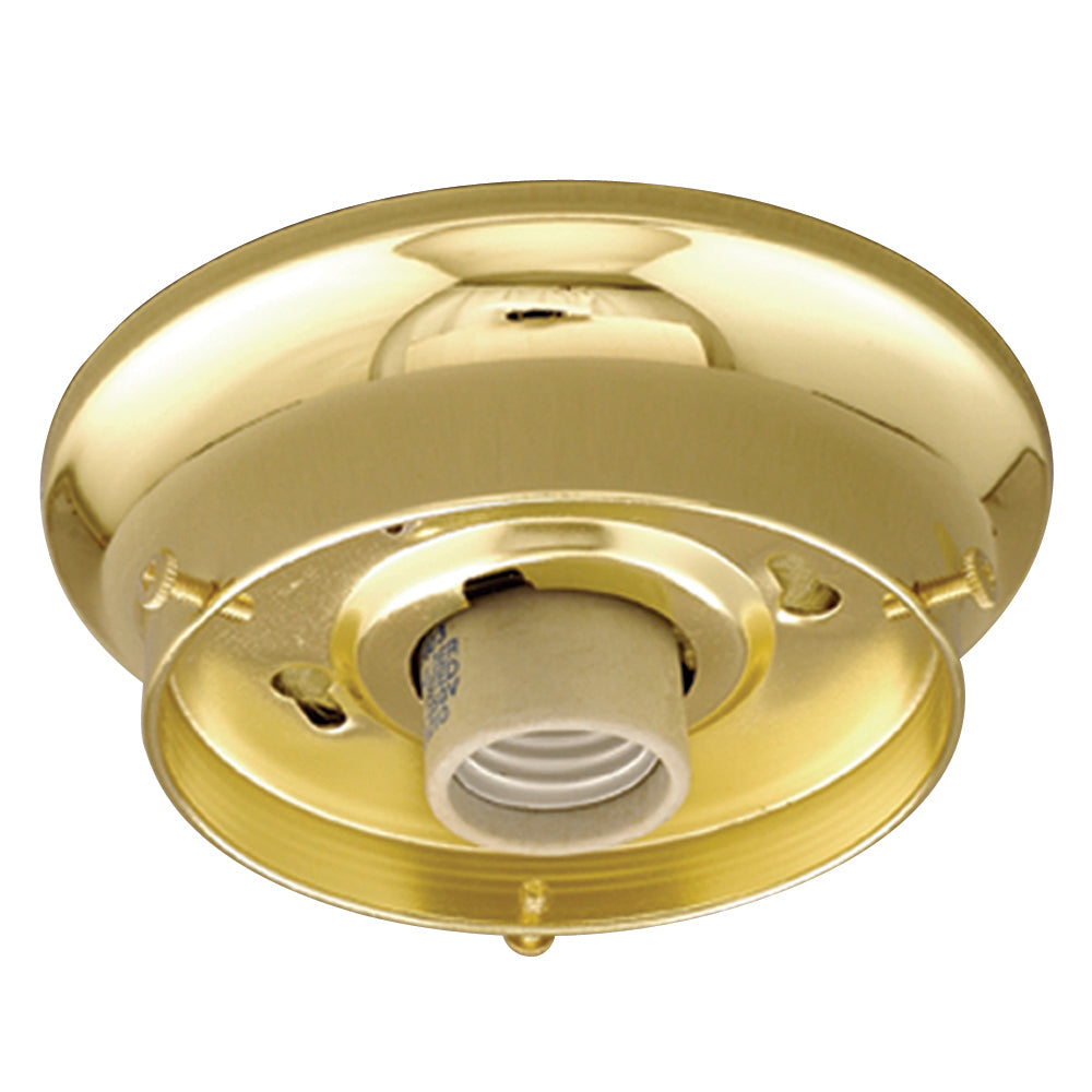 Bulk Holder & Glass Pack One Light Flush Mount in Polished Brass - available from The Lighting Shoppe, trusted by Canadian homeowners