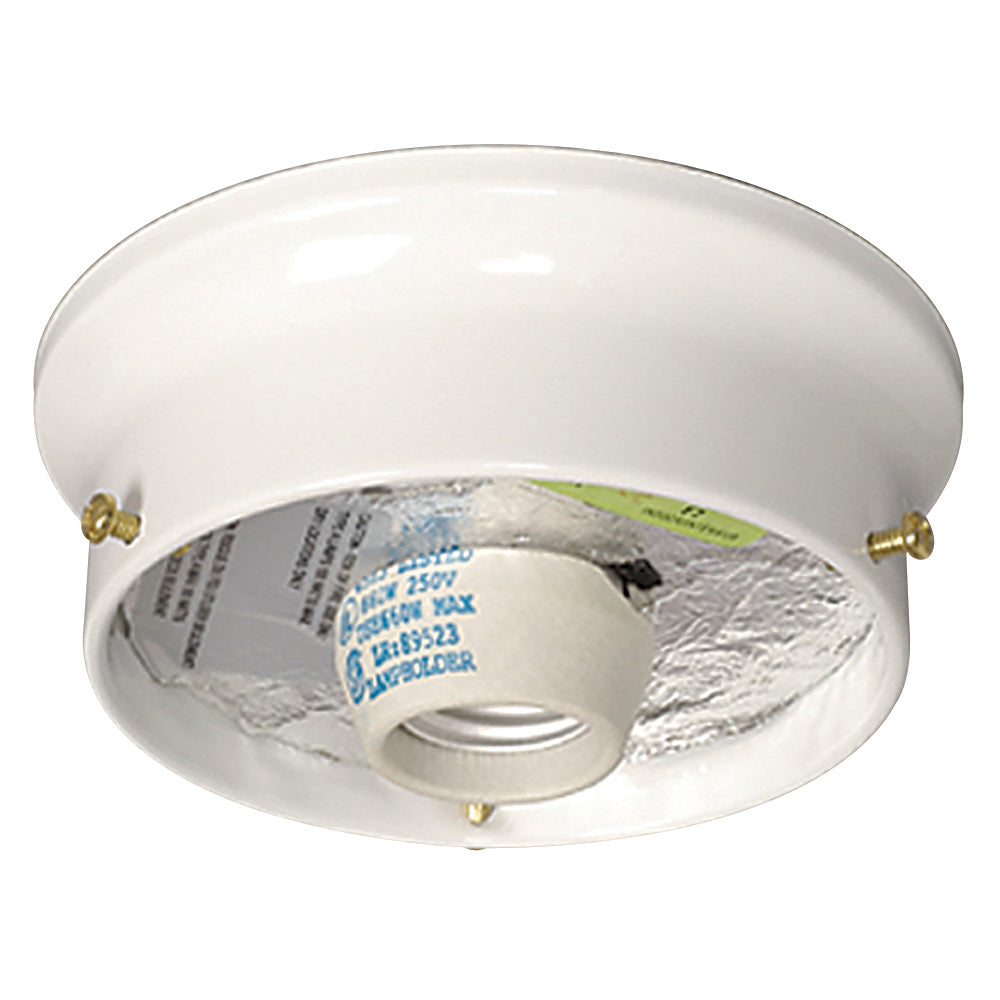 Bulk Holder & Glass Pack One Light Flush Mount in White - available from The Lighting Shoppe, trusted by Canadian homeowners