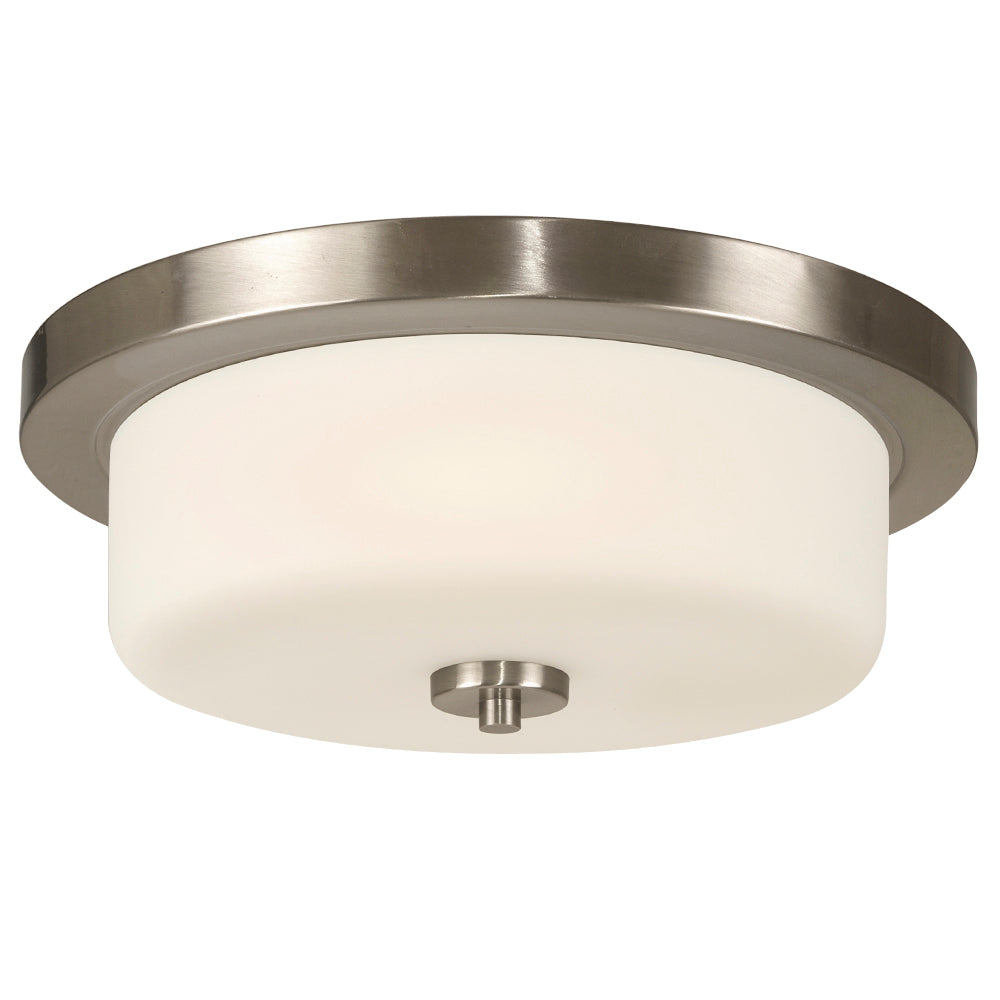 Danton Two Light Flush Mount in Brushed Nickel - available from The Lighting Shoppe, trusted by Canadian homeowners