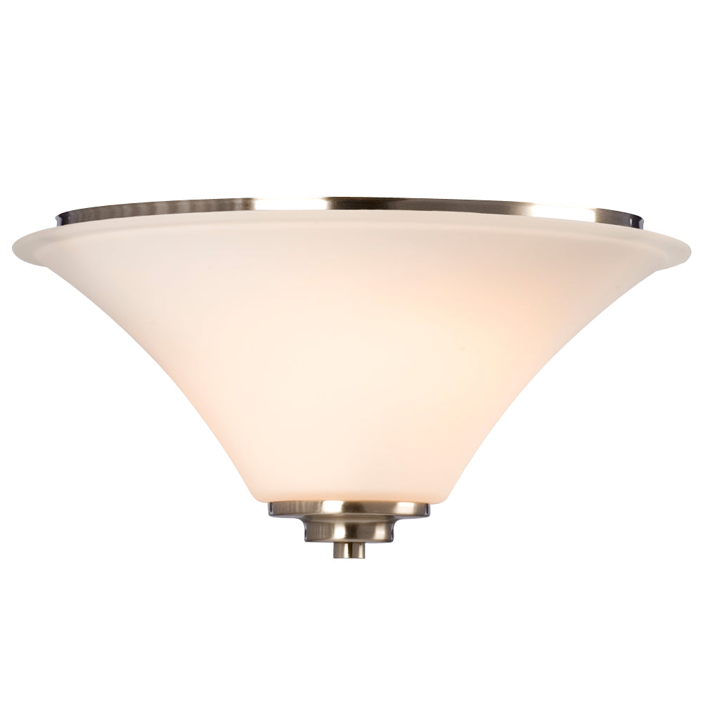 Franklin Brushed Nickel Two Light Flush Mount in Brushed Nickel - available from The Lighting Shoppe, trusted by Canadian homeowners