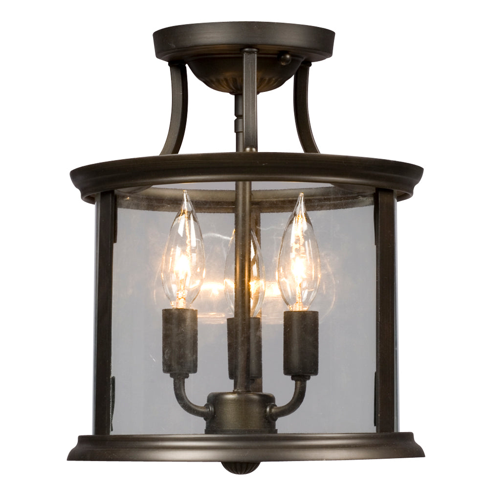 Huntington Oil Rubbed Bronze Three Light Flush Mount in Oil Rubbed Bronze - available from The Lighting Shoppe, trusted by Canadian homeowners