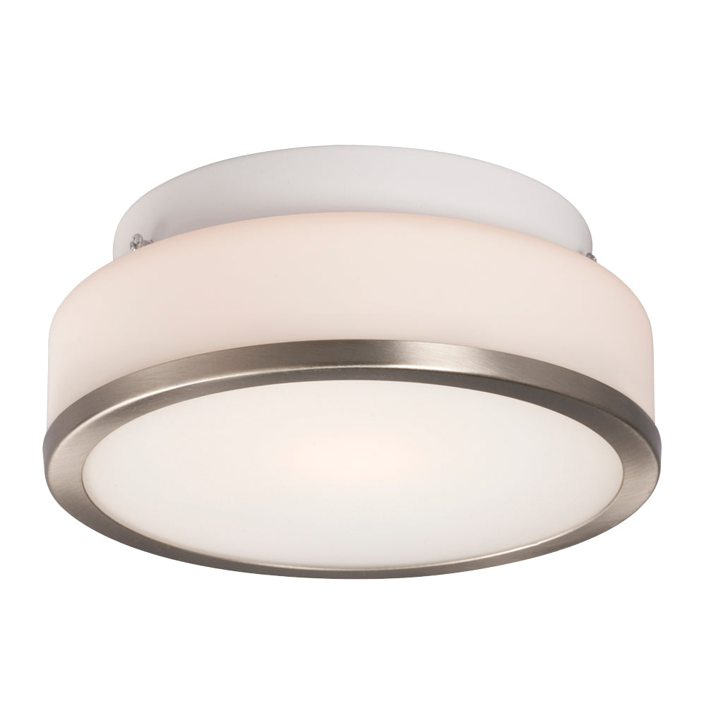 Flush Mount Brushed Nickel One Light Flush Mount in Brushed Nickel - available from The Lighting Shoppe, trusted by Canadian homeowners