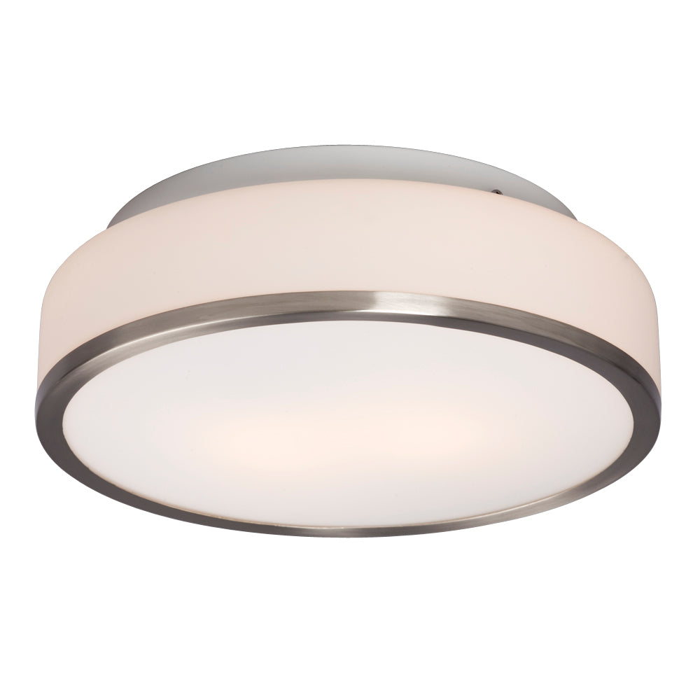 Flush Mount Brushed Nickel Two Light Flush Mount in Brushed Nickel - available from The Lighting Shoppe, trusted by Canadian homeowners