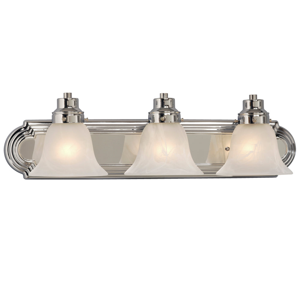 Belfast Polished Chrome Three Light Vanity Light in Polished Chrome - available from The Lighting Shoppe, trusted by Canadian homeowners