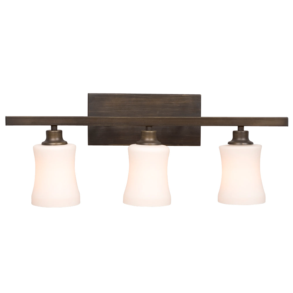 Delta Oil Rubbed Bronze Three Light Vanity Light in Oil Rubbed Bronze - available from The Lighting Shoppe, trusted by Canadian homeowners