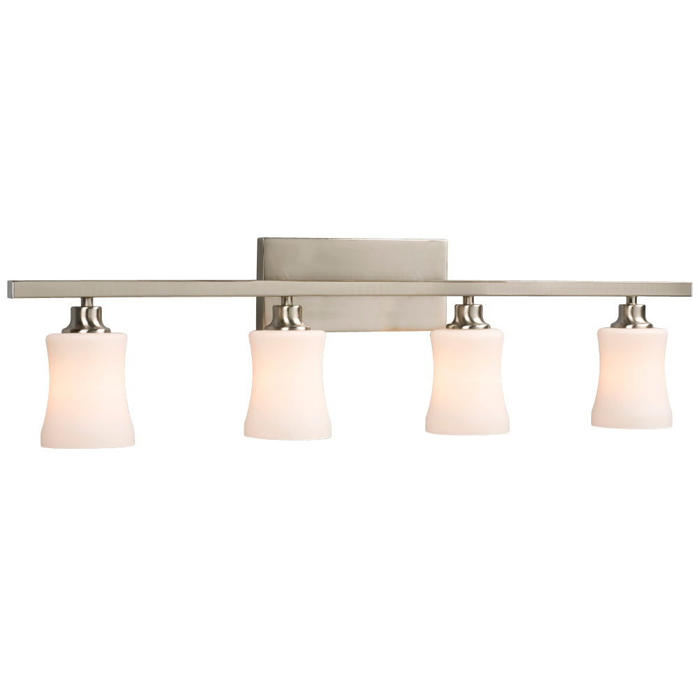 Delta Brushed Nickel Four Light Vanity Light in Brushed Nickel - available from The Lighting Shoppe, trusted by Canadian homeowners