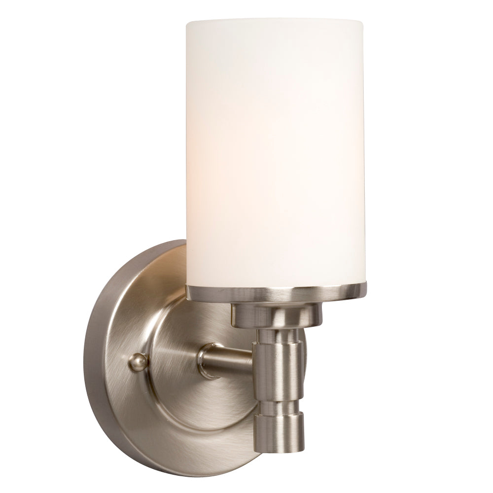 Brighton Brushed Nickel One Light Vanity Light in Brushed Nickel - available from The Lighting Shoppe, trusted by Canadian homeowners