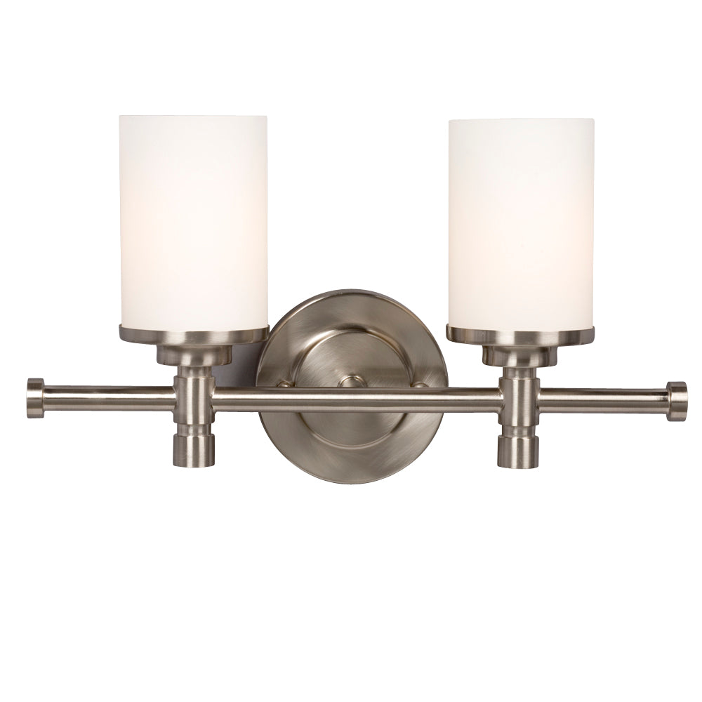 Brighton Brushed Nickel Two Light Vanity Light in Brushed Nickel - available from The Lighting Shoppe, trusted by Canadian homeowners
