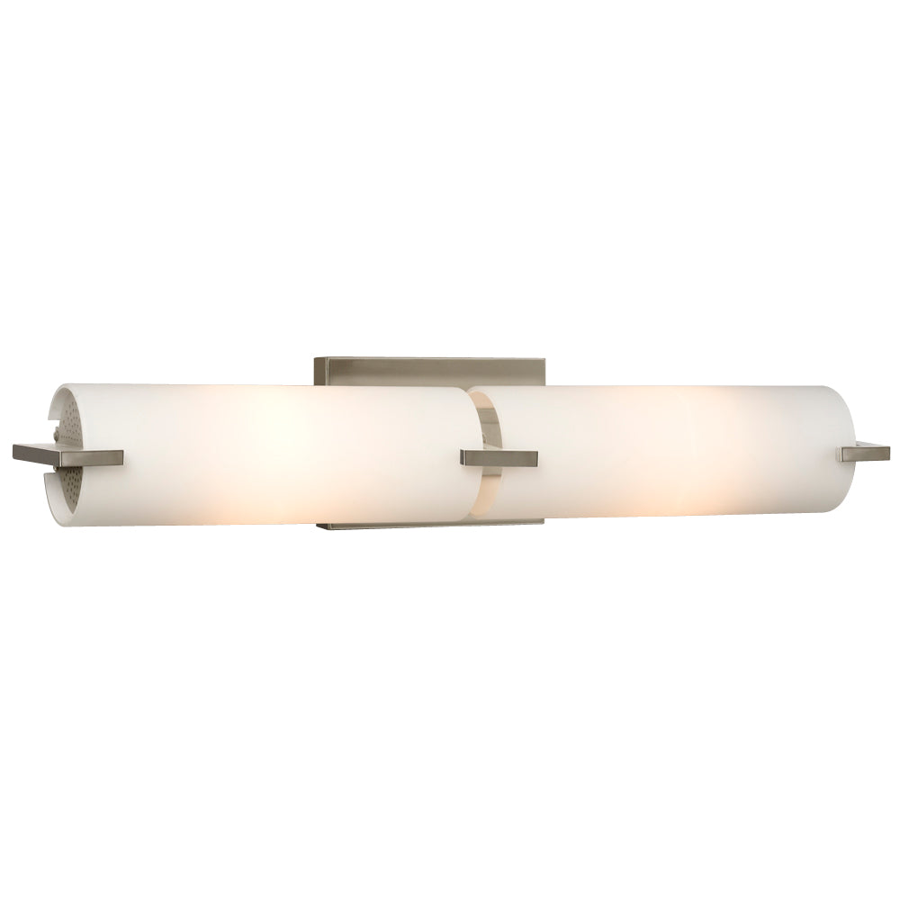 Kona Brushed Nickel Two Light Vanity Light in Brushed Nickel - available from The Lighting Shoppe, trusted by Canadian homeowners