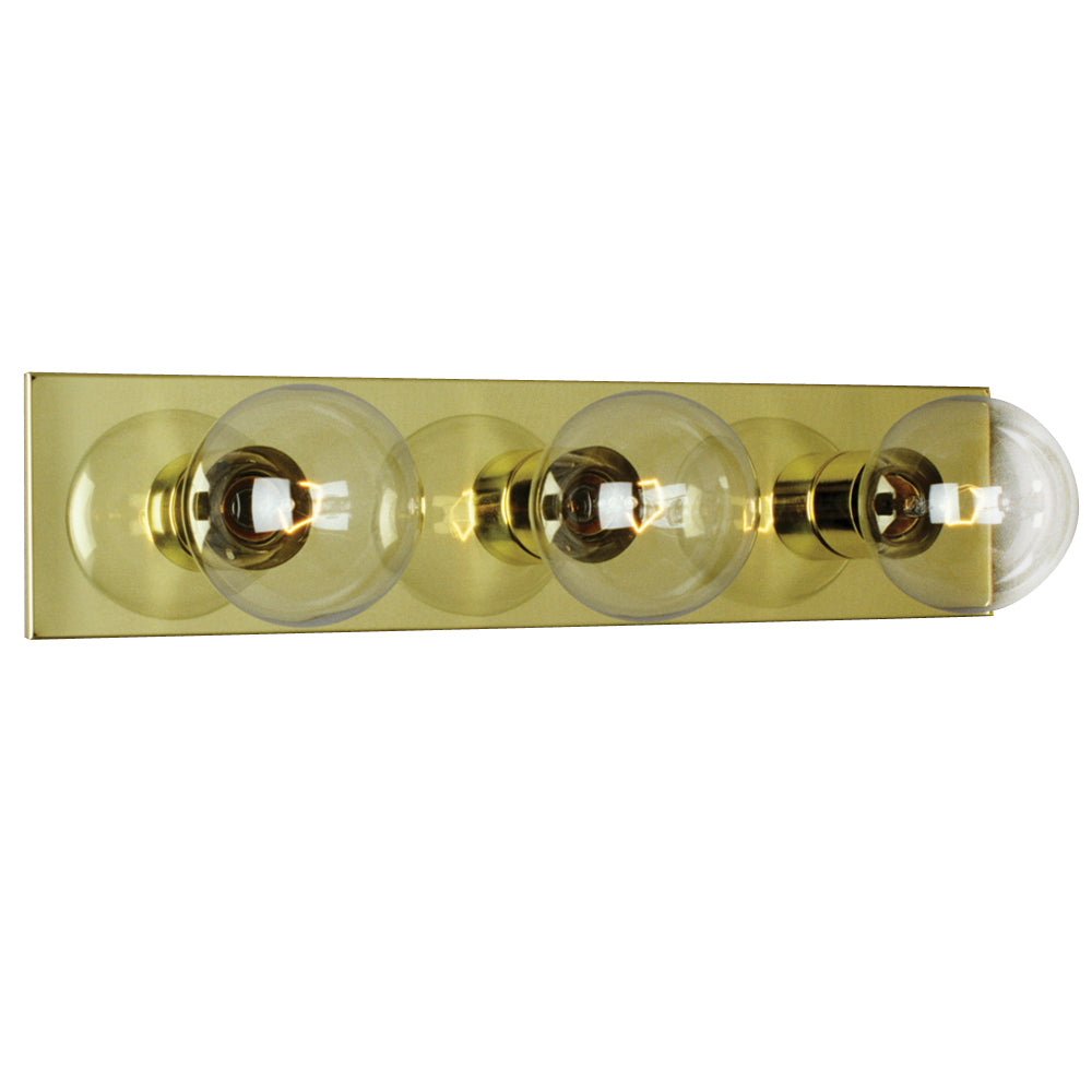 Vanity Light Polished Brass Three Light Vanity Light in Polished Brass - available from The Lighting Shoppe, trusted by Canadian homeowners