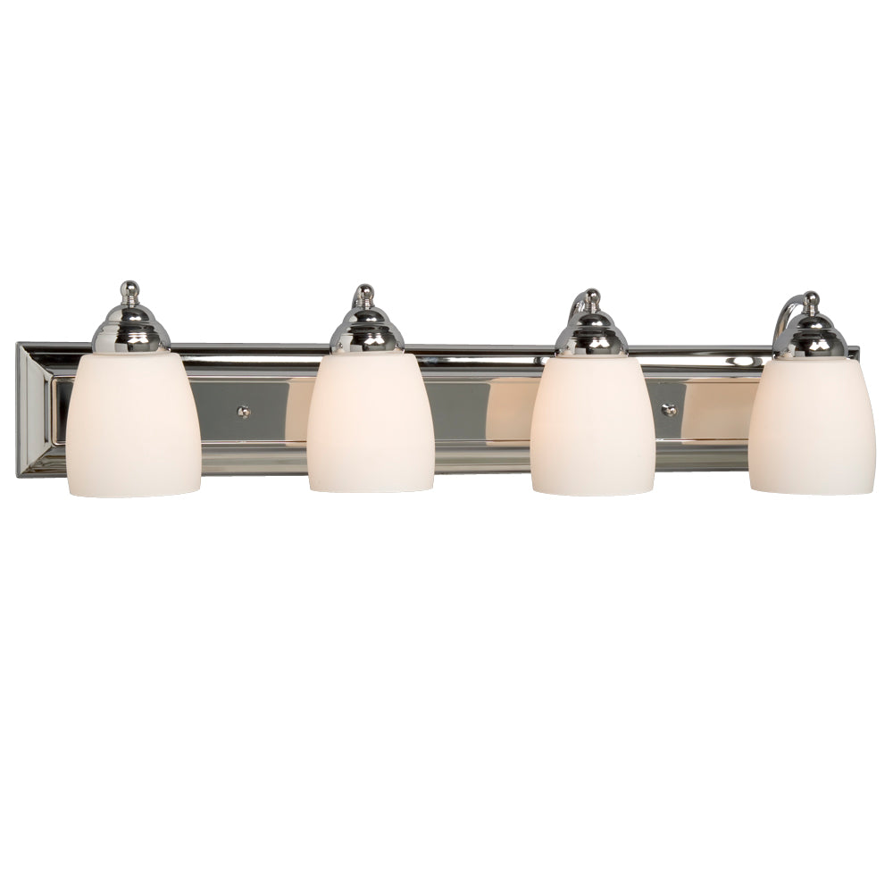 Barclay Polished Chrome Four Light Vanity Light in Chrome - available from The Lighting Shoppe, trusted by Canadian homeowners